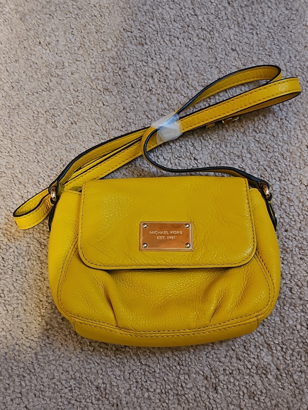 Michael Kors Yellow Pebbled Leather Crossbody Bag